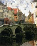 Louis Dewis Bridge in Bruges oil on canvas